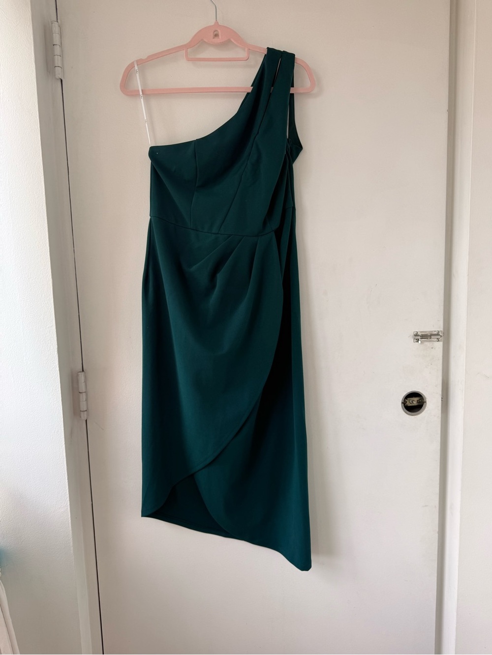 Lulu's Teal One-Shoulder Midi Dress